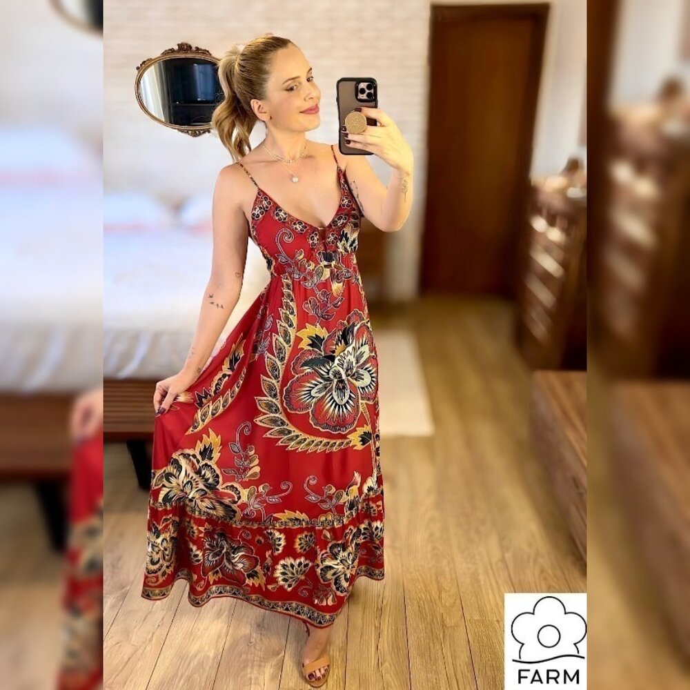 FARM Rio Red Maxi Floral Maxi Dress sz S NWT STUNNING!!! Brazil Line Exclusive!!